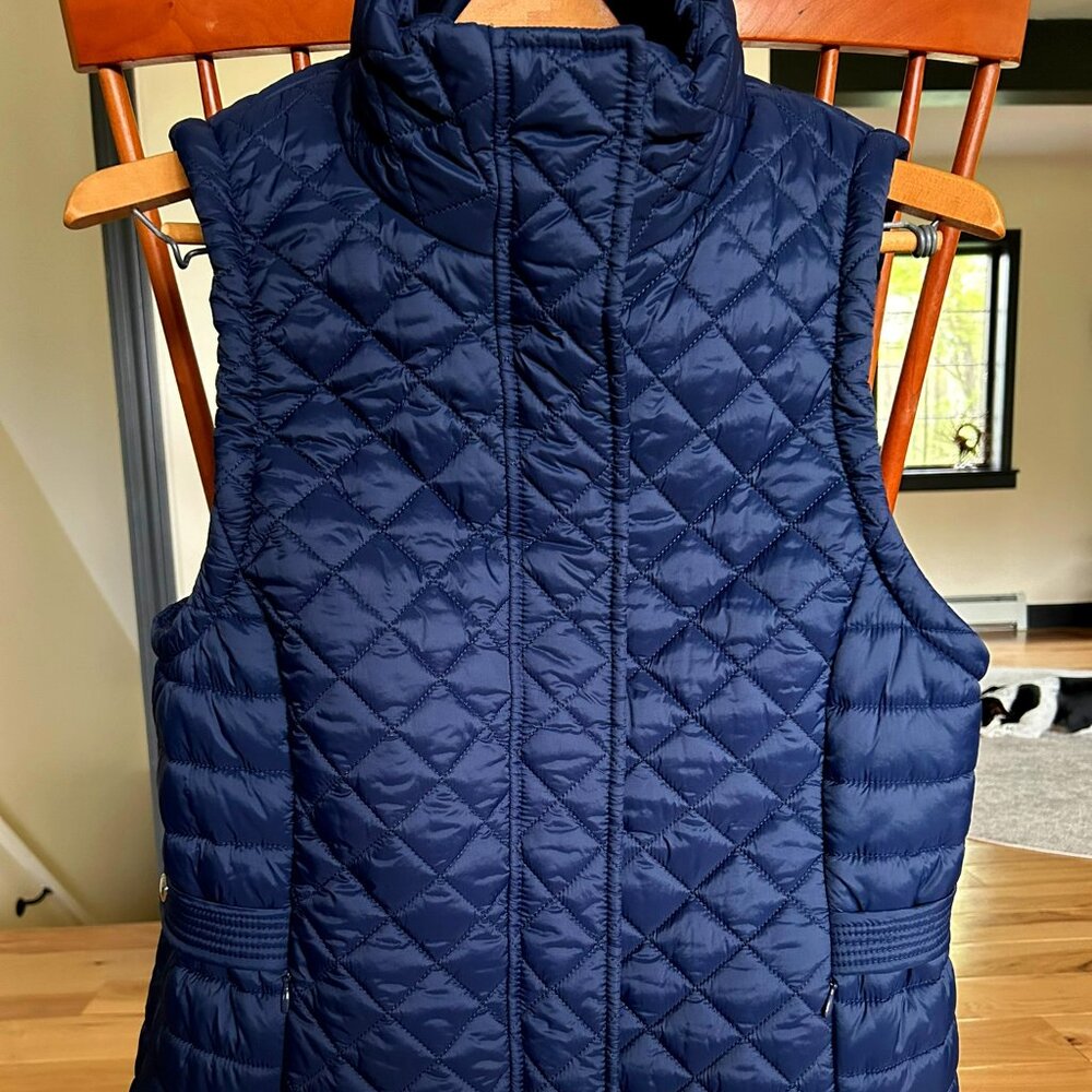 Tommy Hilfiger Women's Sleeveless Quilted Lined Navy Vest Full Zip Med